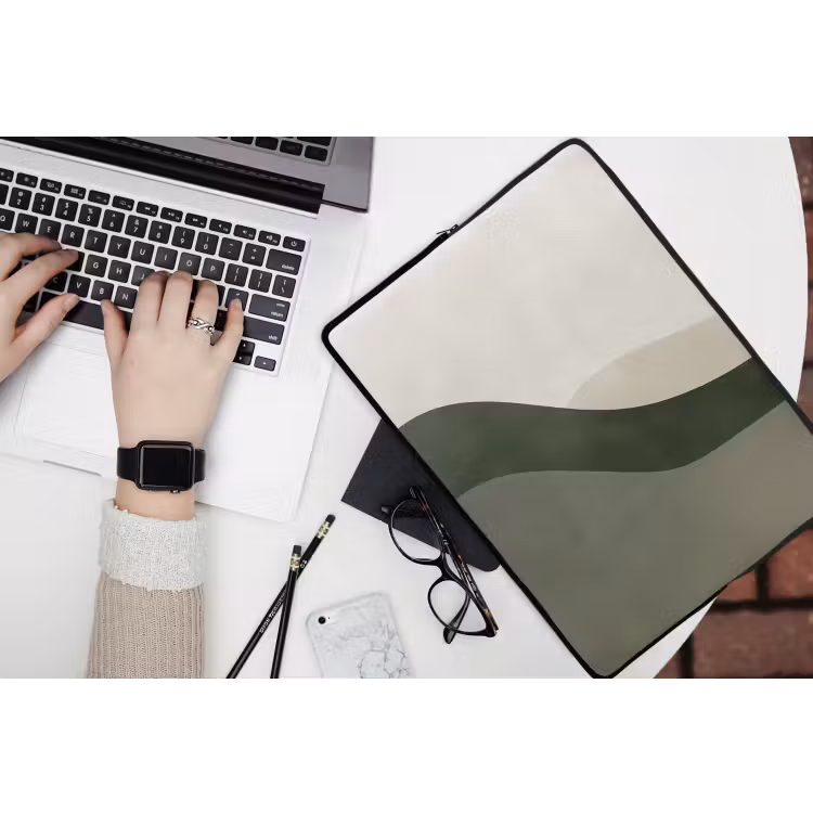 Laptop hülle - Japandi - Grün - Abstrakt - Modern — 3
