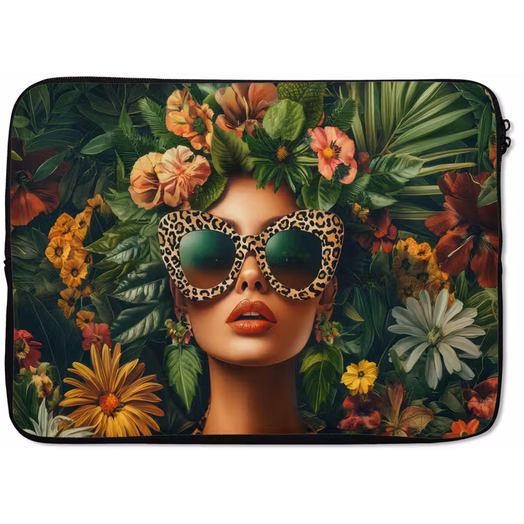 Laptop hülle - Frau - Pantherdruck - Dschungel - Natur - Luxus — 1