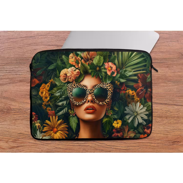Laptop hülle - Frau - Pantherdruck - Dschungel - Natur - Luxus — 2
