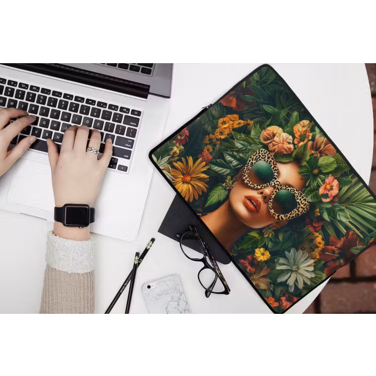 Laptop hülle - Frau - Pantherdruck - Dschungel - Natur - Luxus — 3