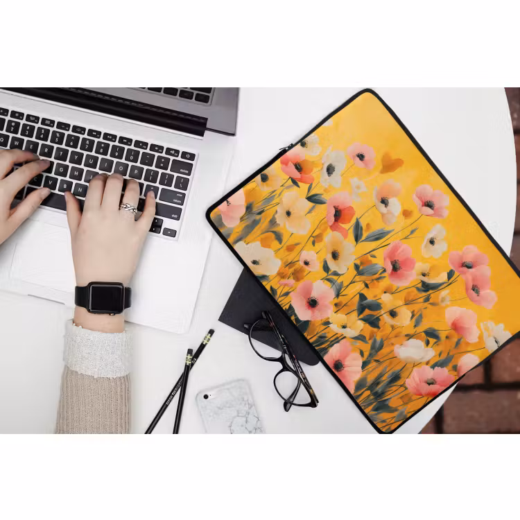 Laptop hülle - Blumen - Feld - Gelb — 3