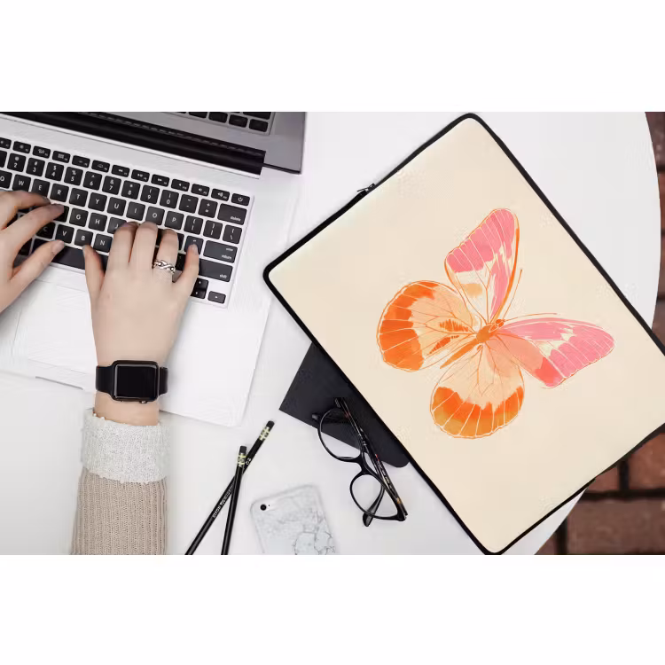 Laptop hülle - Orange - Schmetterling - Minimalistisch — 3