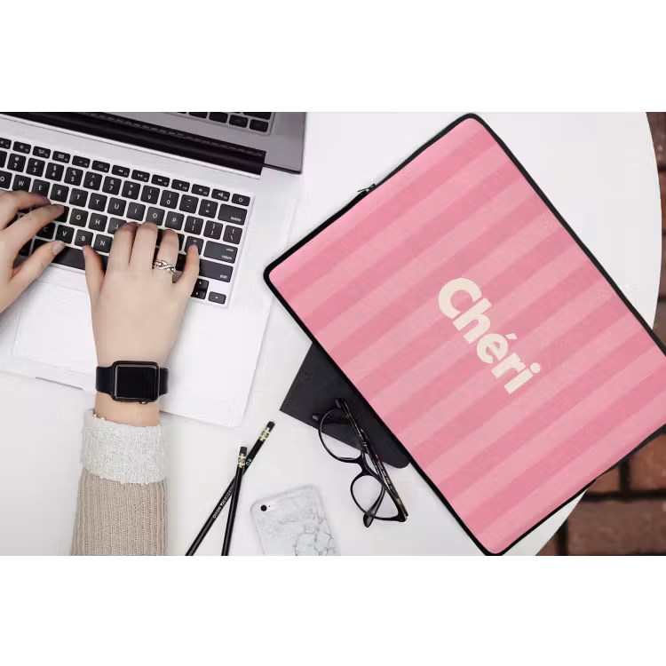 Laptop hülle - Gestreift - Rosa - Chéri — 3