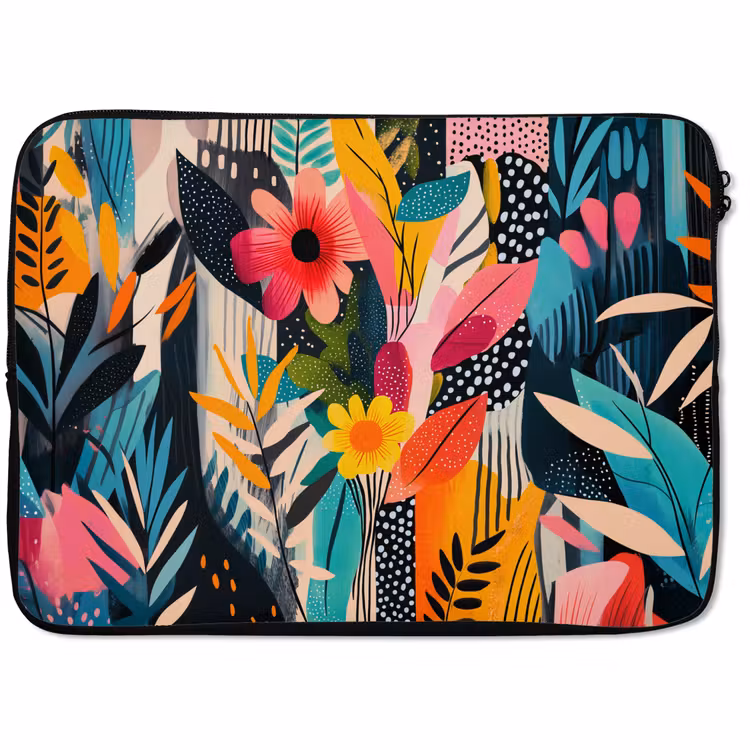 Laptop hülle - Gemälde - Abstrakt - Blumen - Rosa — 1