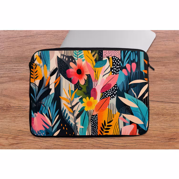 Laptop hülle - Gemälde - Abstrakt - Blumen - Rosa — 2