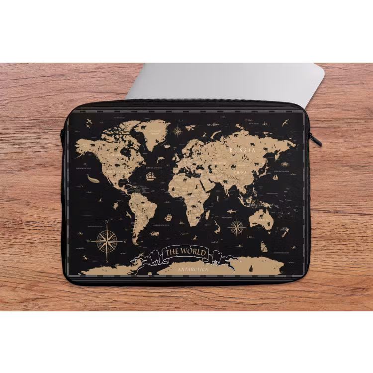 Laptop hülle - Weltkarte - Beige - Schwarz — 2