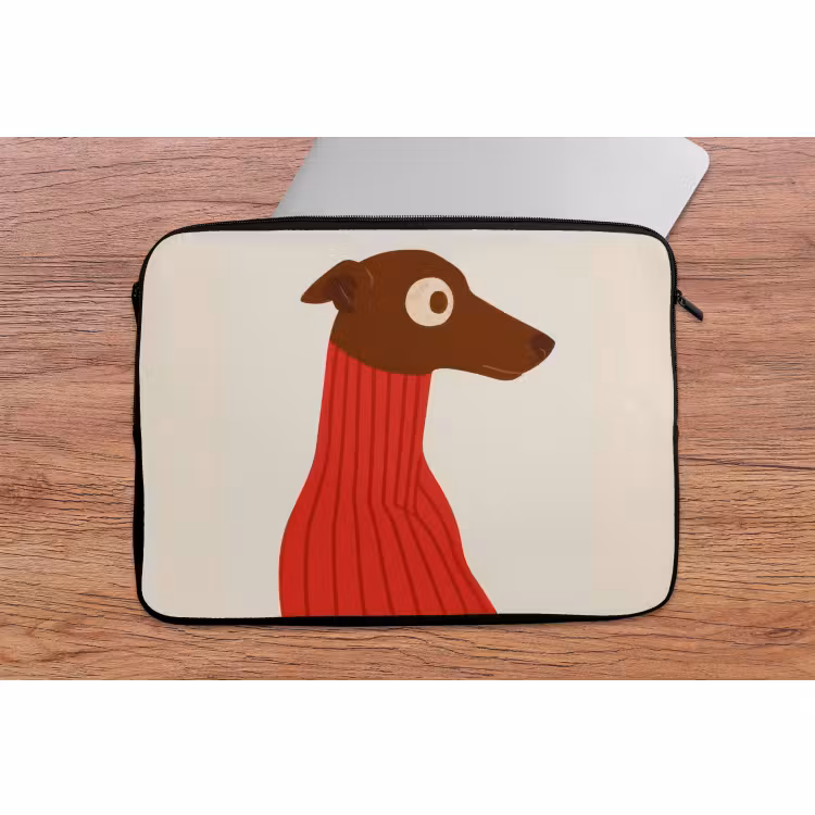 Laptop hülle - Silhouette - Hund - Pullover - Rot — 2