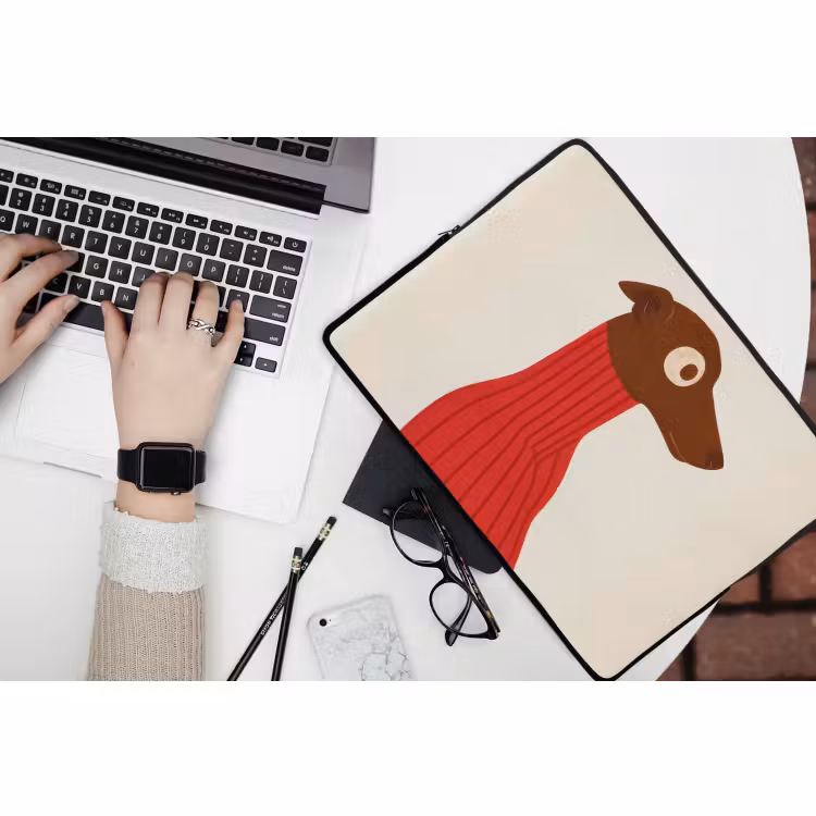Laptop hülle - Silhouette - Hund - Pullover - Rot — 3
