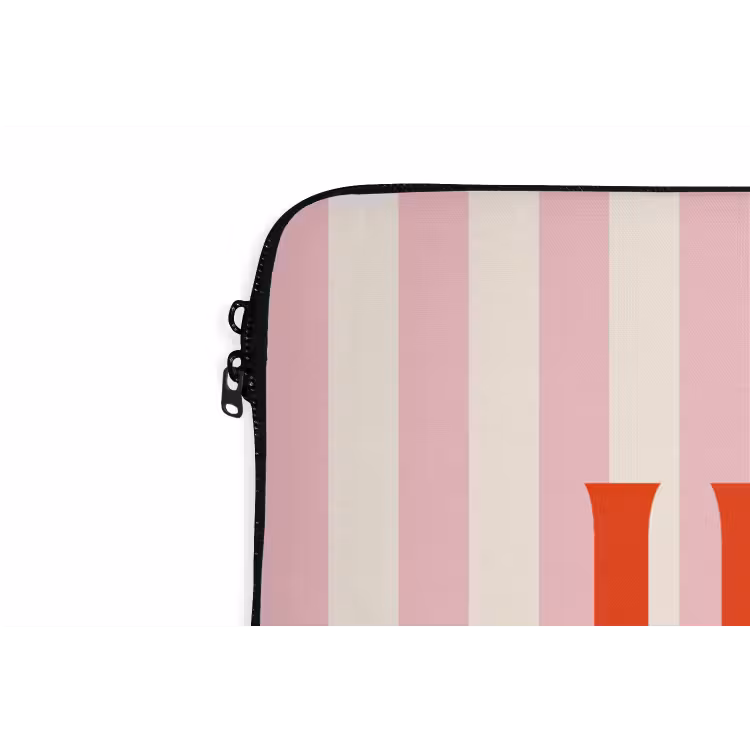 Laptop hülle - Hola - Zitat - Streifen - Pastell - Rosa - Rot - Weiß — 5