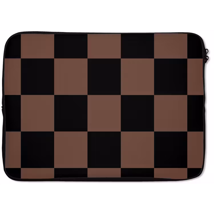 Laptop hülle - Schachbrettmuster - Braun - Schwarz - Blöcke — 1