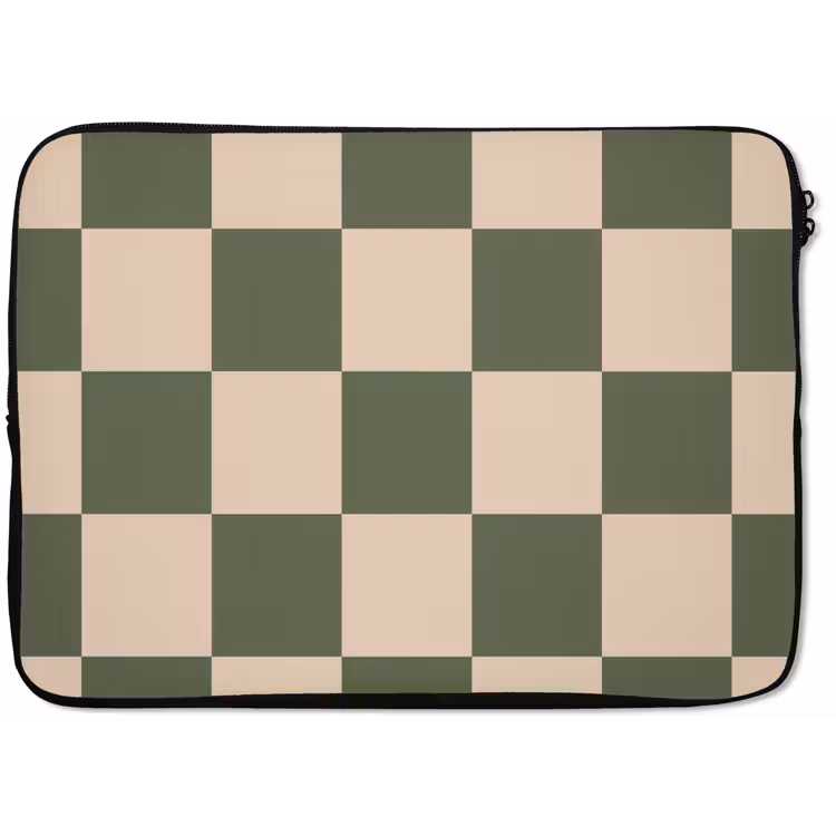 Laptop hülle - Schachbrettmuster - Grün - Beige - Blöcke — 1