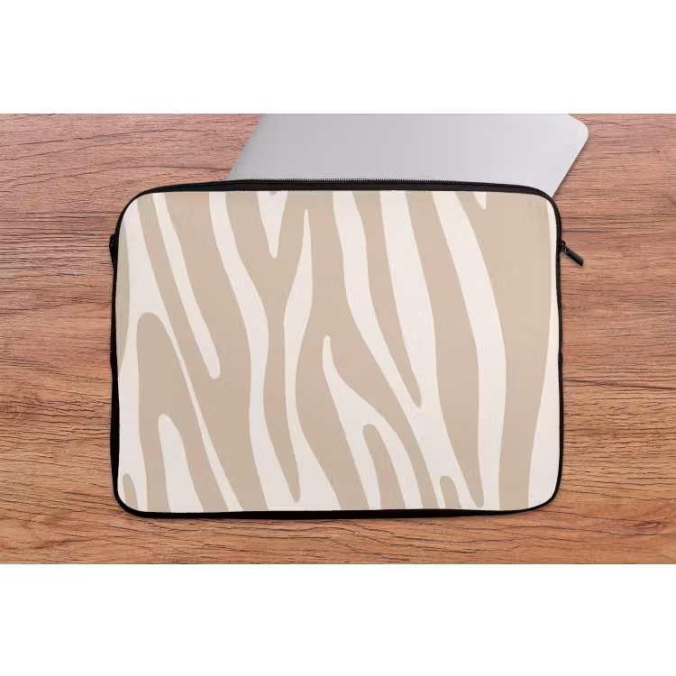 Laptop hülle - Zebramuster - Beige - Weiß - Tiermuster — 2