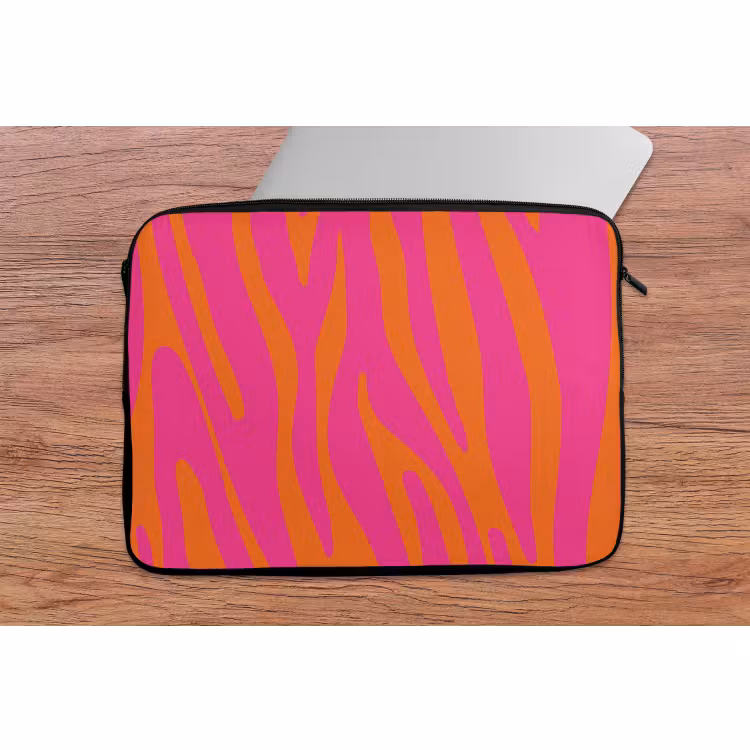 Laptop hülle - Zebramuster - Rosa - Orange - Tiermuster — 2