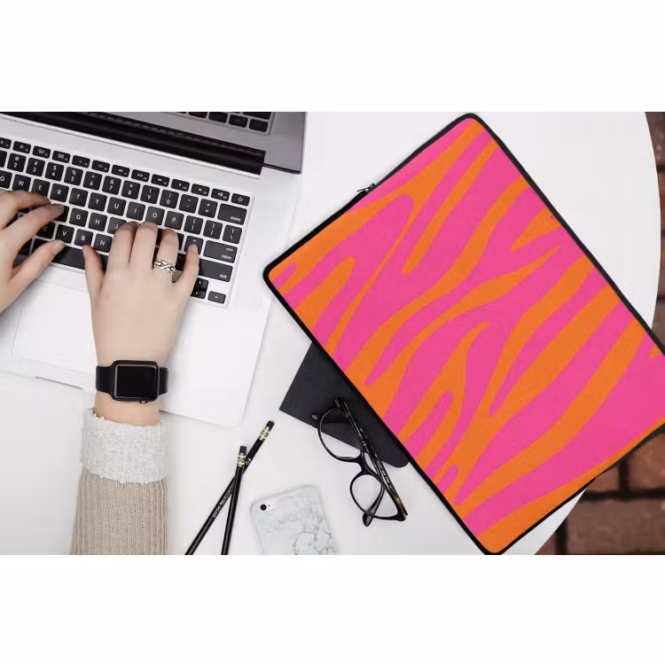 Laptop hülle - Zebramuster - Rosa - Orange - Tiermuster — 3
