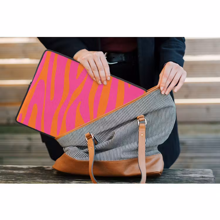 Laptop hülle - Zebramuster - Rosa - Orange - Tiermuster — 4