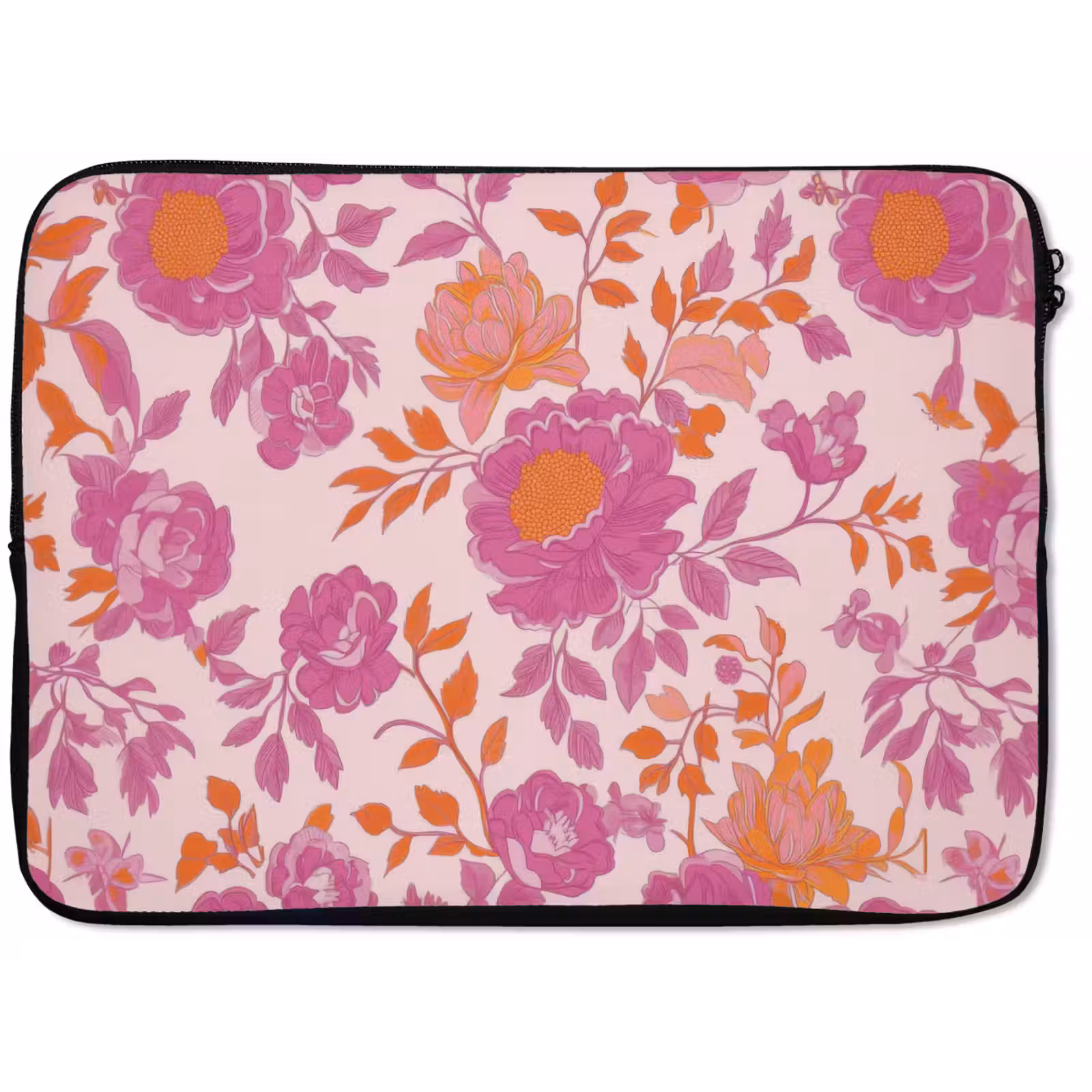 Laptop hülle - Florales Muster - Rosa - Orange - Blumen — 1