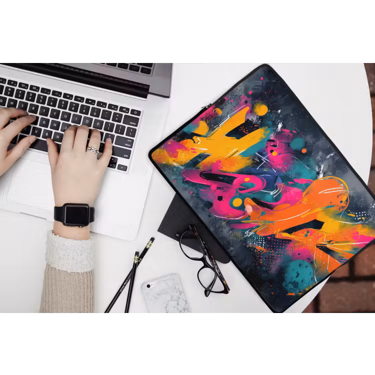 Laptop hülle - Abstrakt - Graffiti - Farbenfroh - Farbspritzer — 3