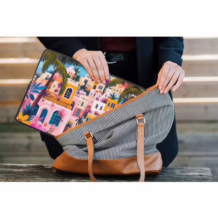 Laptop hülle - Bunt - Rosa - Orange - Gelb - Blumen — 4
