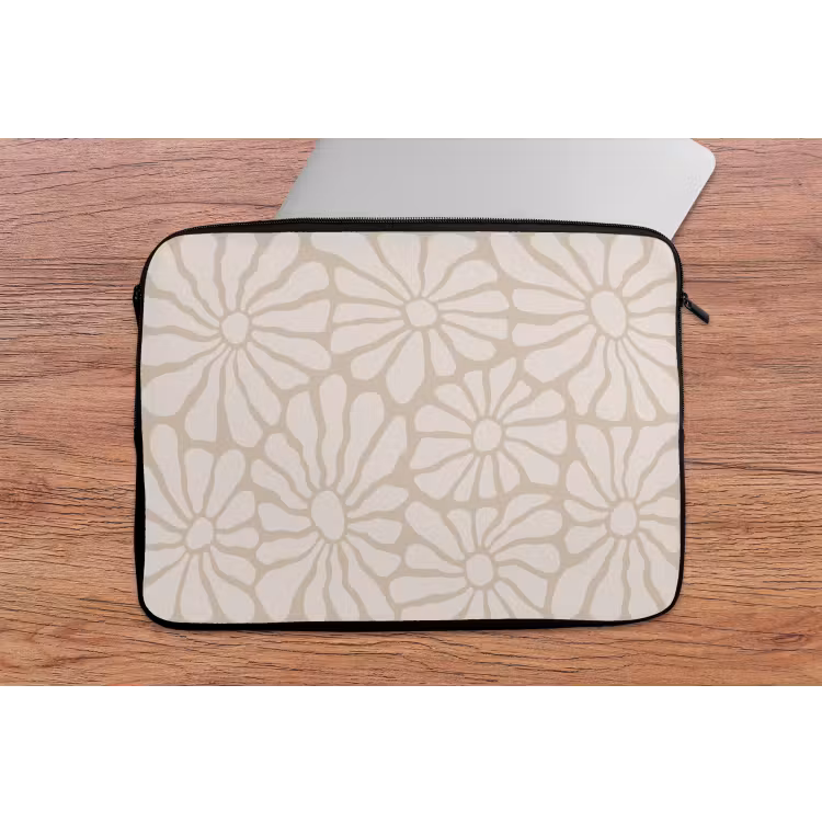 Laptop hülle - Floral - Druck - Beige - Braun - Minimalistisch — 2