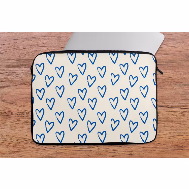 Laptop hülle - Herzmuster - Blau - Beige - Liebe — 2