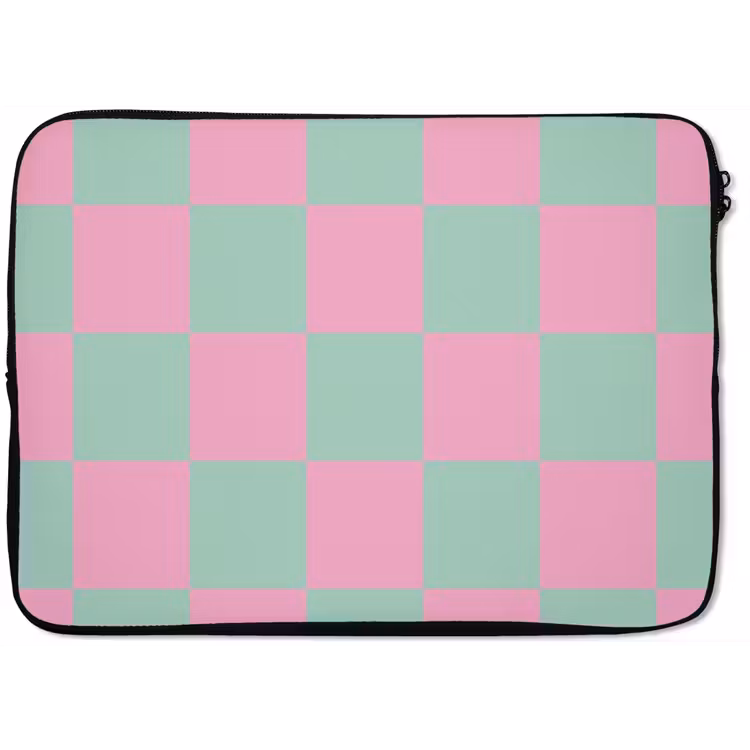 Laptop hülle - Schachbrettmuster - Grün - Rosa - Würfel — 1