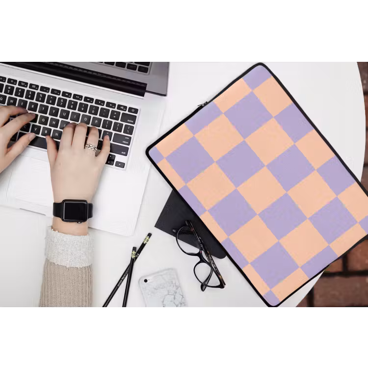 Laptop hülle - Schachbrettmuster - Lila - Rosa - Würfel — 3