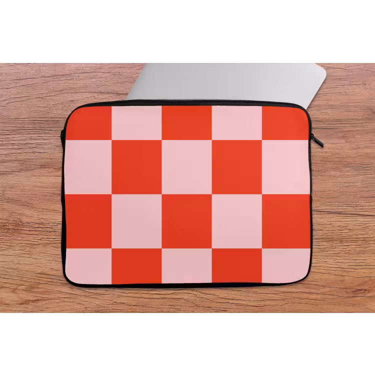 Laptop hülle - Schachbrettmuster - Rot - Rosa - Würfel — 2