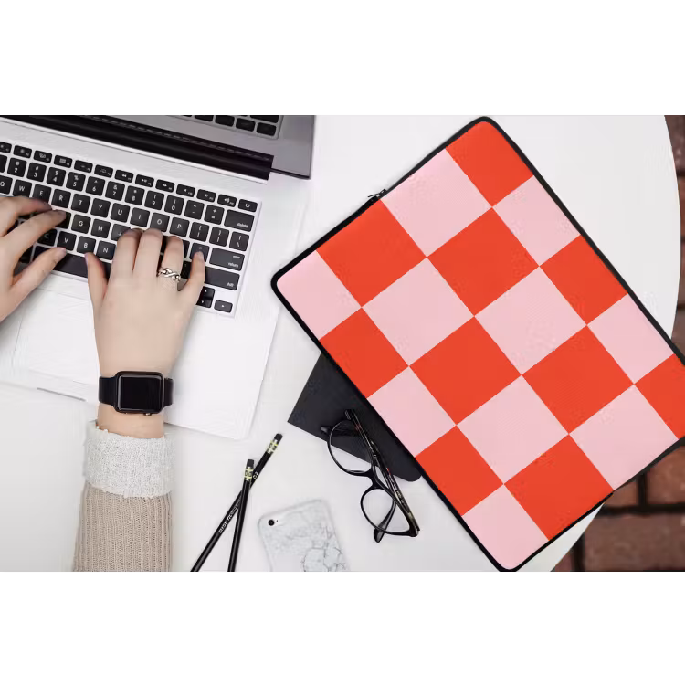 Laptop hülle - Schachbrettmuster - Rot - Rosa - Würfel — 3