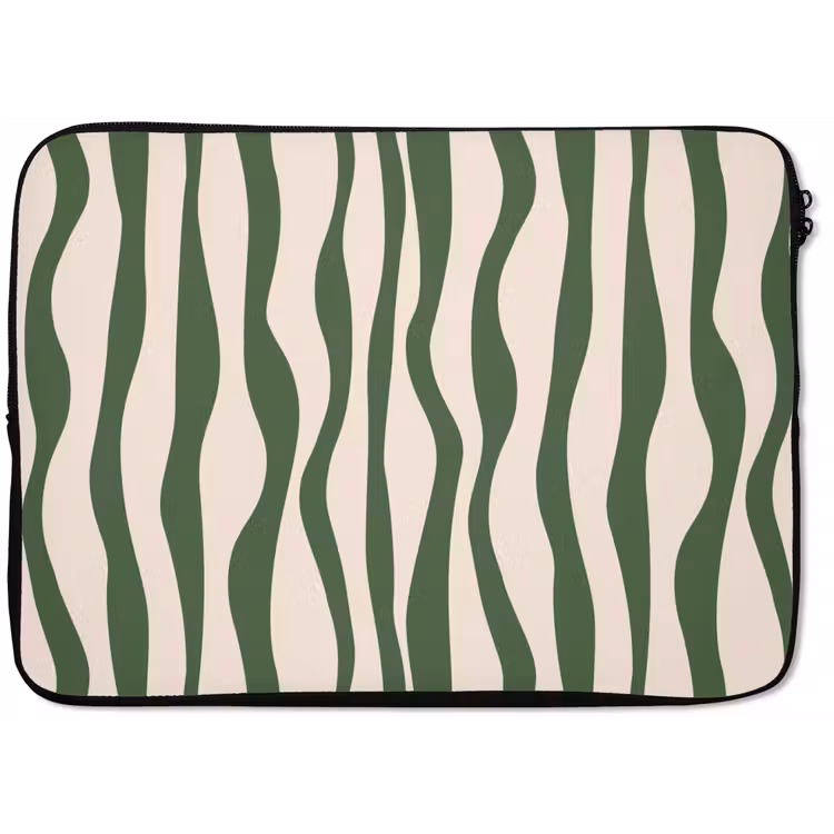 Laptop hülle - Wellenlinien - Beige - Grün - Streifen - Abstrakt — 1