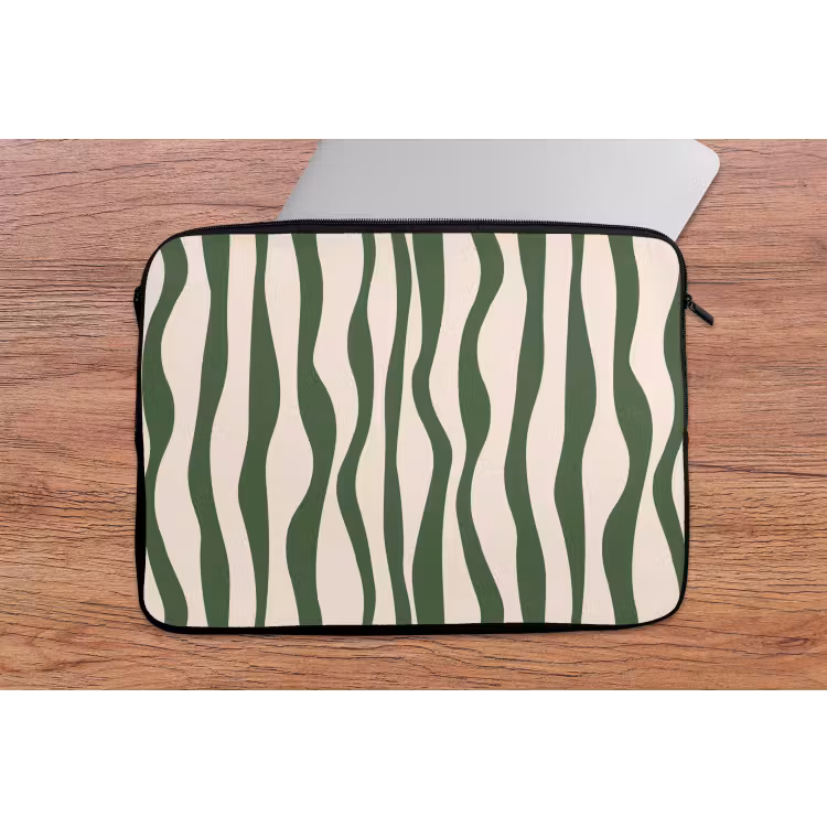 Laptop hülle - Wellenlinien - Beige - Grün - Streifen - Abstrakt — 2