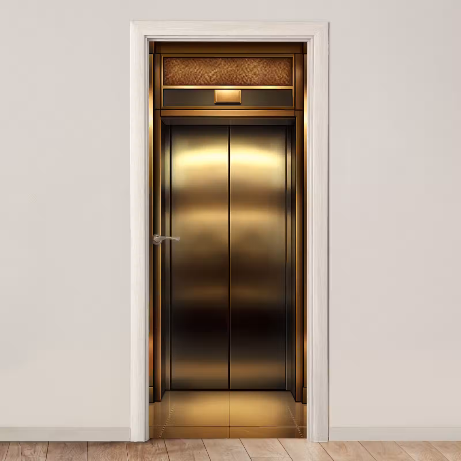 Türtapete - Aufzugstür - Gold - Modern — 1
