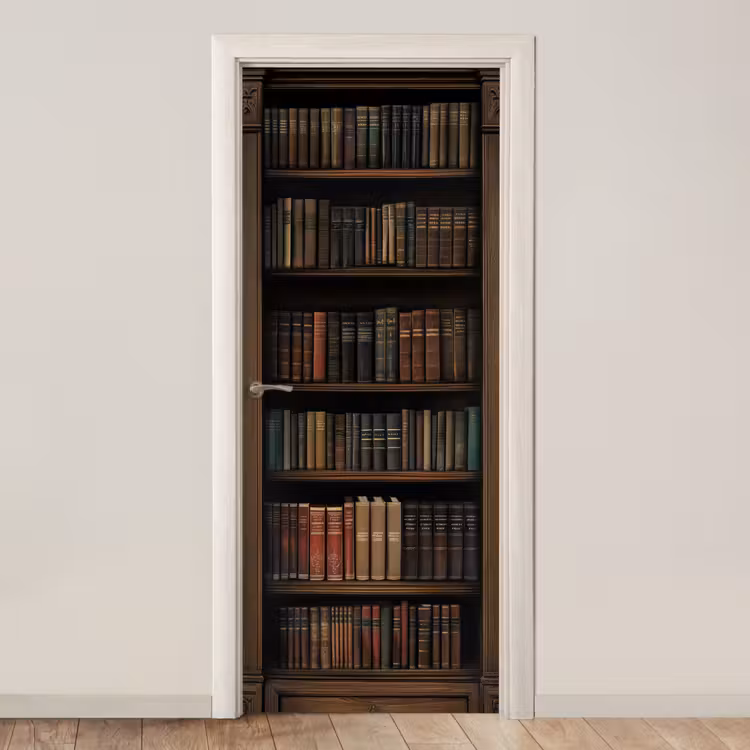 Türtapete - Bücherregal - Vintage - Braun — 1