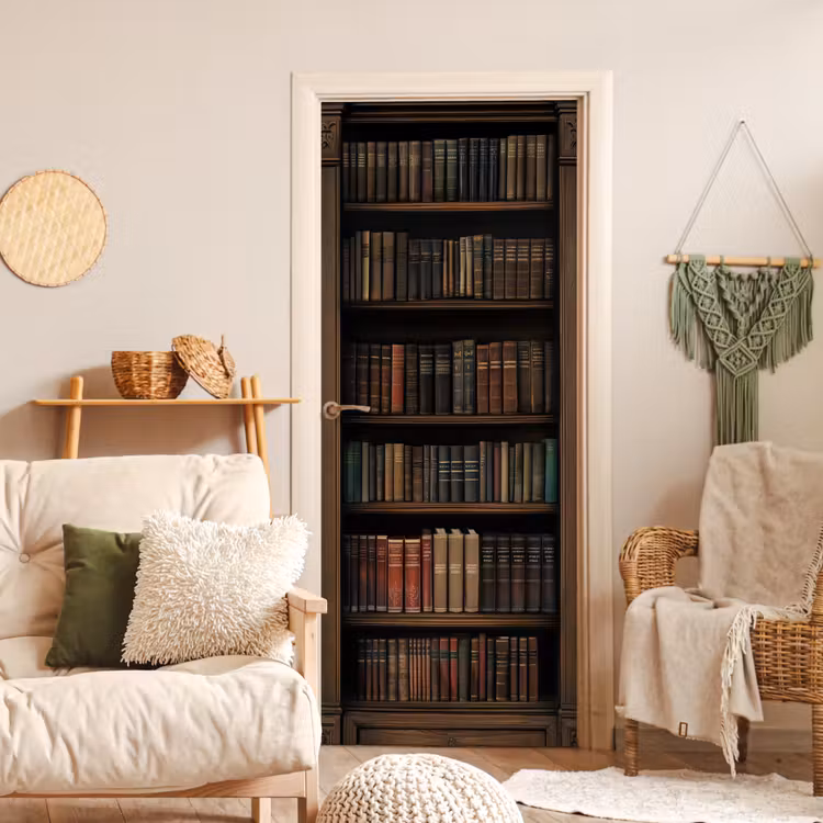 Türtapete - Bücherregal - Vintage - Braun — 3