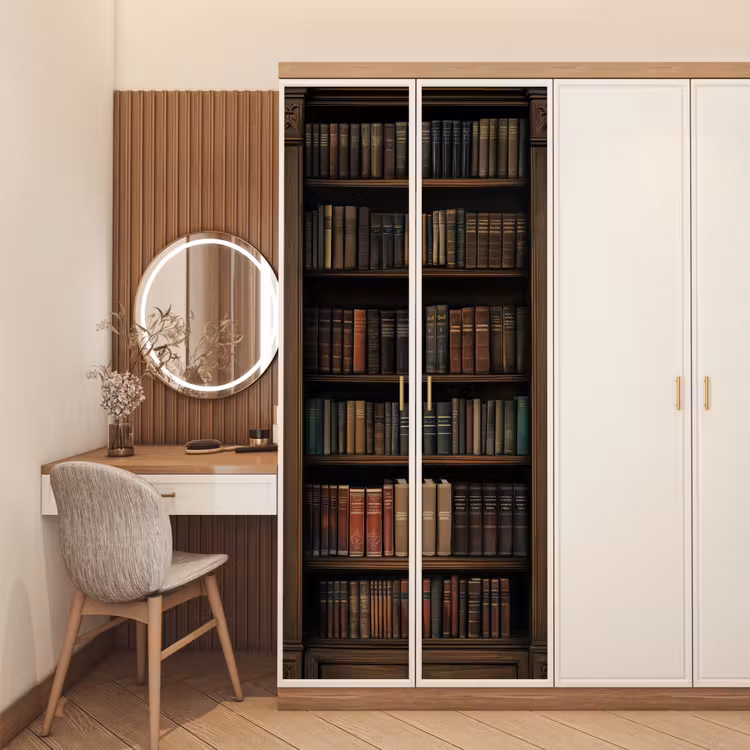 Türtapete - Bücherregal - Vintage - Braun — 4