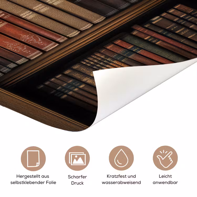 Türtapete - Bücherregal - Vintage - Braun — 5