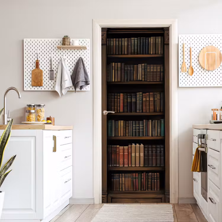 Türtapete - Bücherregal - Vintage - Braun — 6