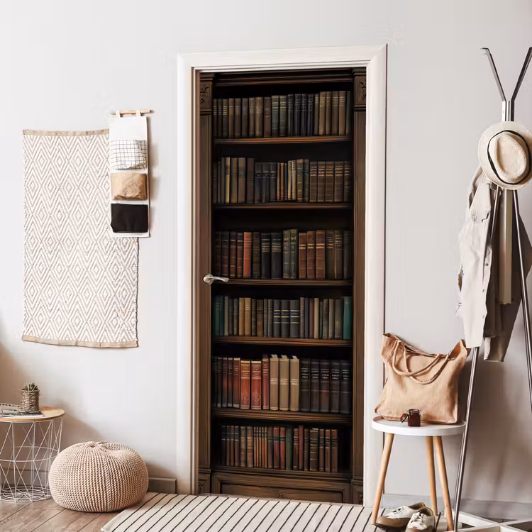 Türtapete - Bücherregal - Vintage - Braun — 7