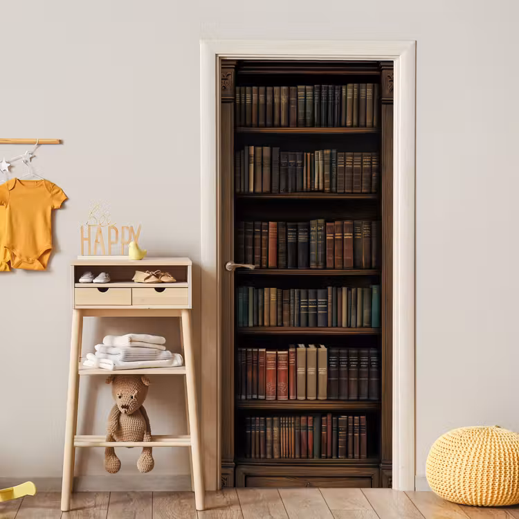 Türtapete - Bücherregal - Vintage - Braun — 8