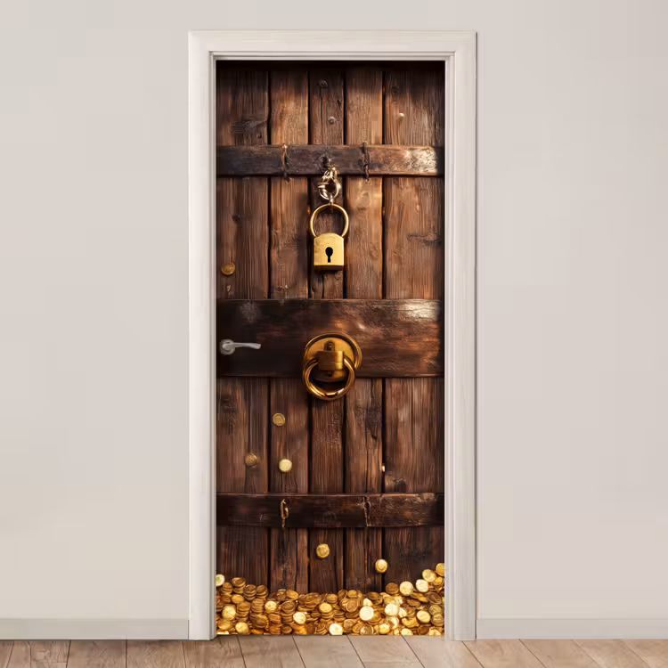 Türtapete - Tresortür - Gold - Geld - Holz — 1