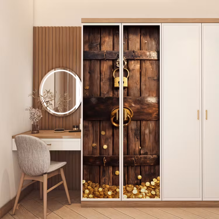 Türtapete - Tresortür - Gold - Geld - Holz — 4