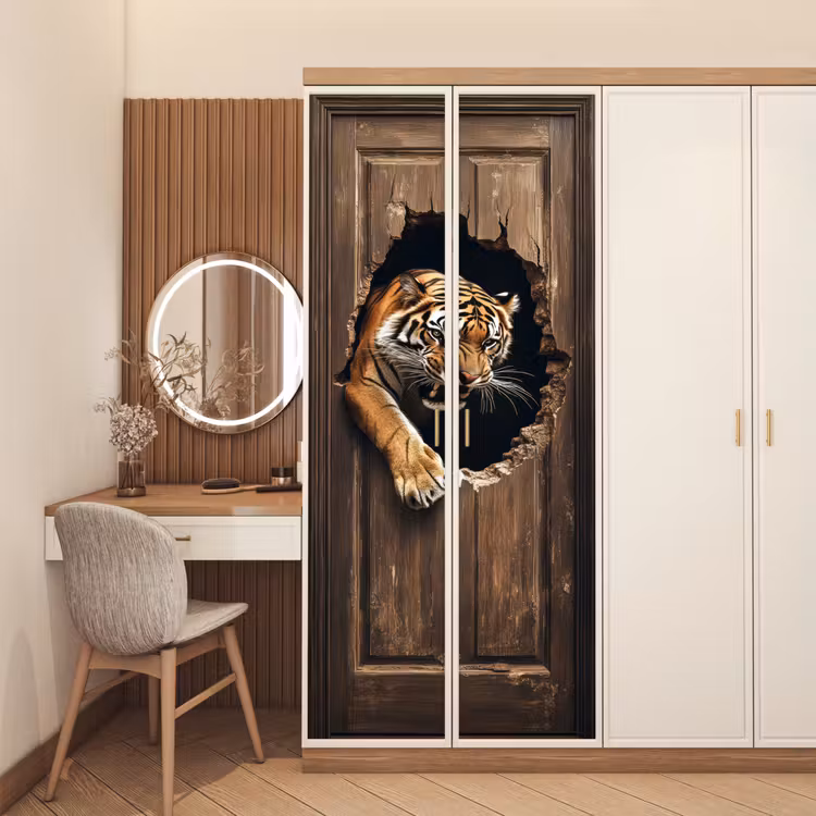 Türtapete - Tiger - Durchsichtig - Tür - Holz - Tiere — 4