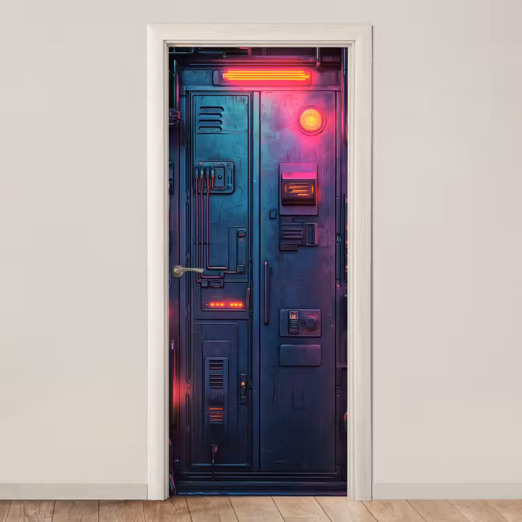 Türtapete - Tür - Futuristisch - Blau - Rosa - Neon — 1