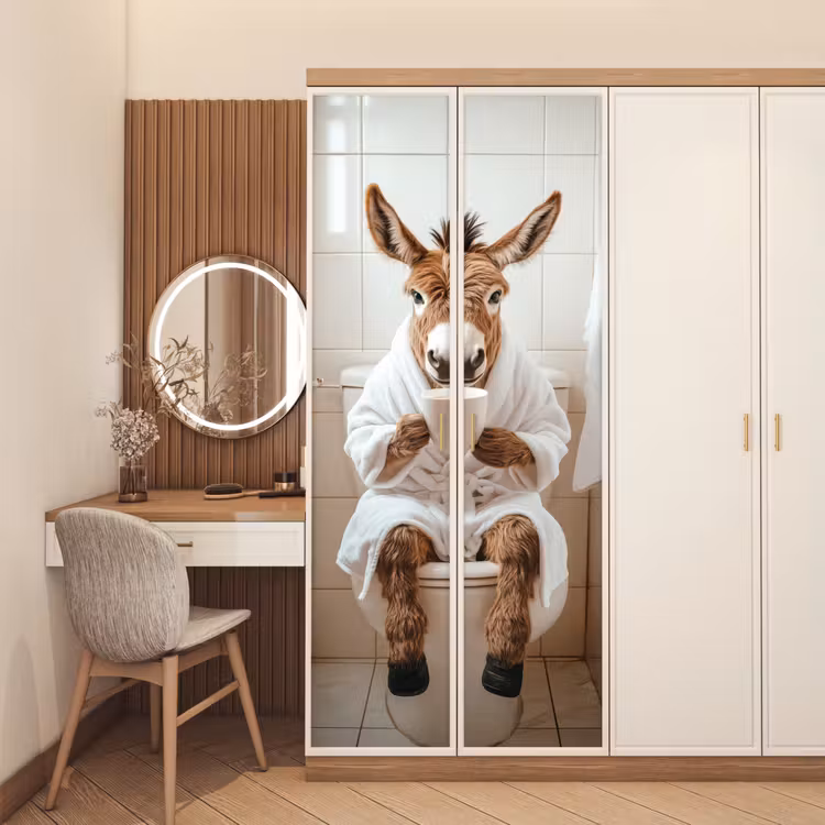 Türtapete - Esel - WC - Lustig - Bademantel - Tier — 4