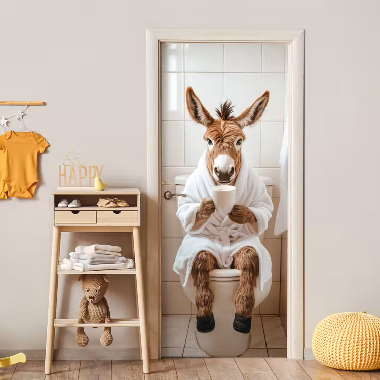 Türtapete - Esel - WC - Lustig - Bademantel - Tier — 8
