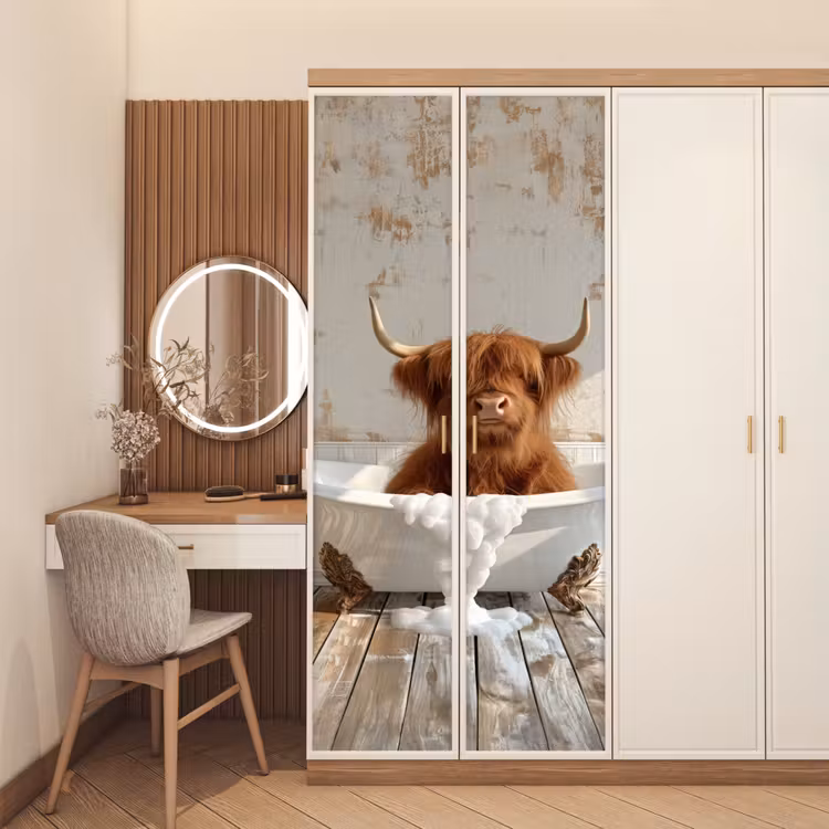 Türtapete - Schottischer Highlander - Badewanne - Vintage - Kuh — 4