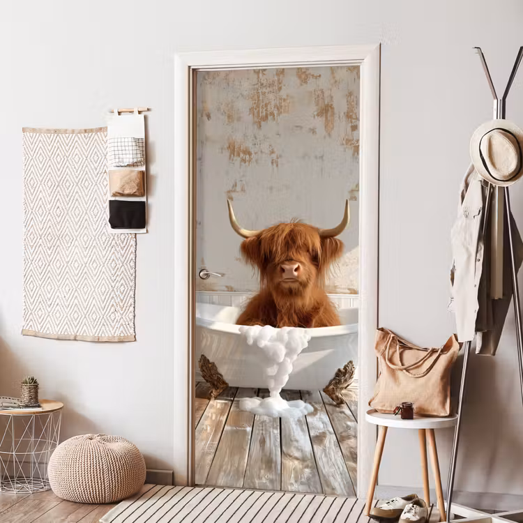 Türtapete - Schottischer Highlander - Badewanne - Vintage - Kuh — 7