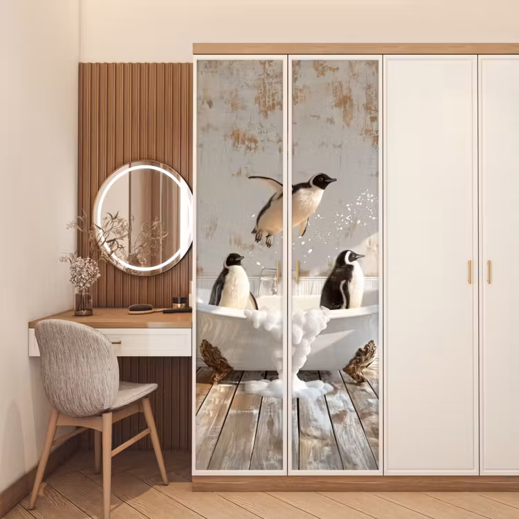 Türtapete - Vintage - Pinguin - Badewanne - Schaumstoff — 4