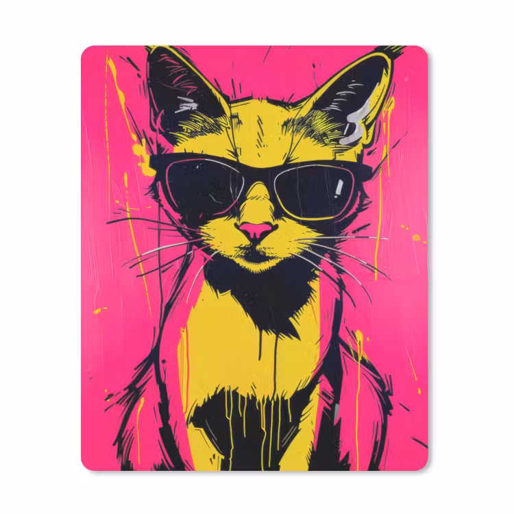 Mauspad - Katze - Kunst - Sonnenbrille - Rosa — 1