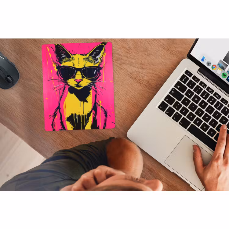 Mauspad - Katze - Kunst - Sonnenbrille - Rosa — 2