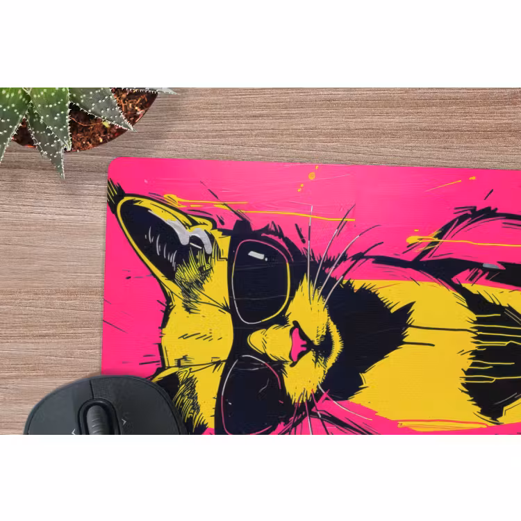 Mauspad - Katze - Kunst - Sonnenbrille - Rosa — 5